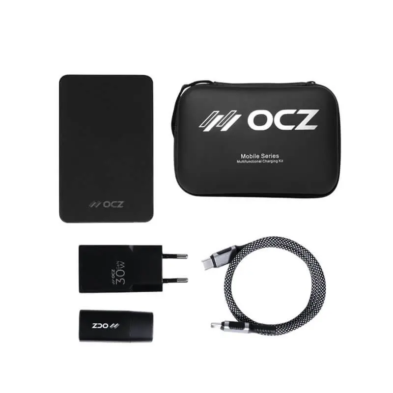 پاوربانک بی‌سیم OCZ همراه کابل Type-C to Type-C/آداپتور شارژر 30 وات/تبدیل سه کاره ظرفیت 10000 میلی‌آمپر ساعت